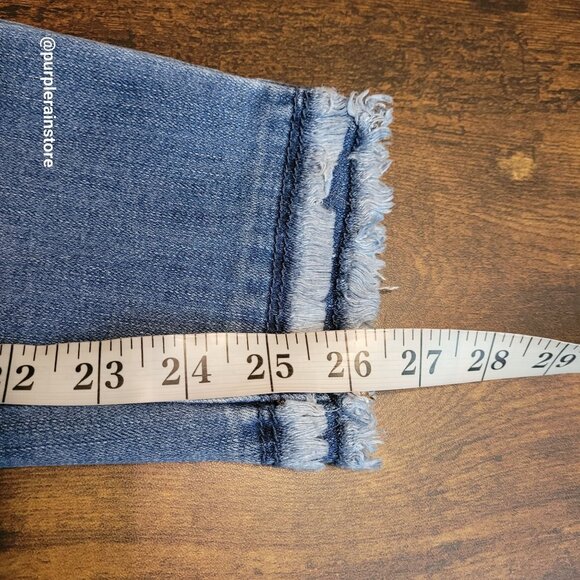 Ann Taylor Jeans Sz 4 Skinny Ankle Mid Rise Fringe Tier Hem Medium Wash Stretch - Picture 8 of 10